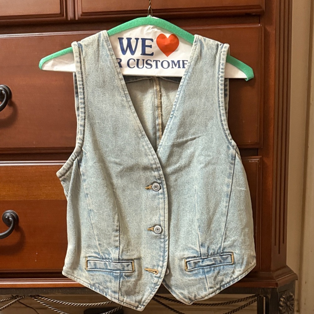 Mango Light Blue Denim Vest new without tag